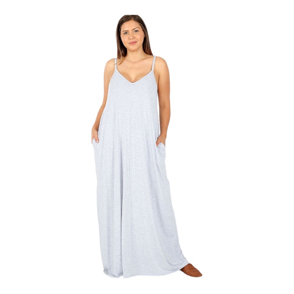 V Neck Adjustable Strap Maxi Dress